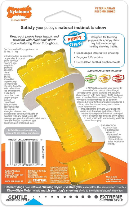 Nylabone Freezer Knuckle Bone Puppy Chew Toy, Soothing Teething Toys for Puppies, Color Changing, Lamb & Apple Flavor, Small Dogs - Up to 25 lbs., 1 Count