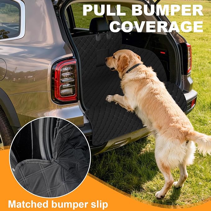 SUV Cargo Liner for Dogs, Waterproof Pet Cargo Cover Dog Seat Mat for SUVs Sedans Vans with Bumper Flap Protector, Non-Slip, Large Size Universal Fit