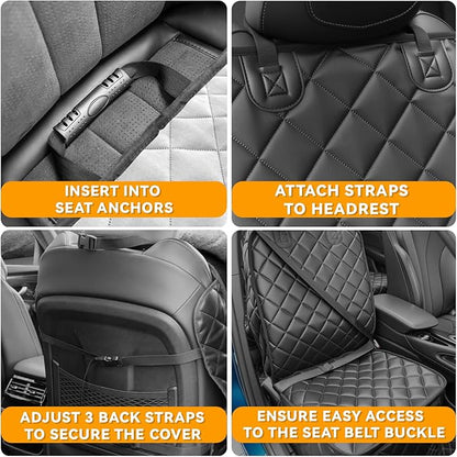 Car Seat Cover for Dogs,Waterproof PU Leather Dog Car Front Seat Cover,Heavy Duty Captain Seat Protector for Pets & Humans,Fit for Most Vehicles, Pickups,Trucks, SUVs(Black)
