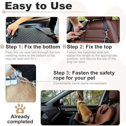 Car Dog Booster Seat,Interior Height 7 Inches Elevated for Small Dog up to 35 lbs,Pet Car Travel Safety Seat with 2 Safety Leashes,Storage Pockets,Fully Detachable and Easy to Install(Lookout-Black)