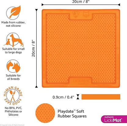 LickiMat Classic Soother Slow Feeder for Dogs Lick Mat Boredom Anxiety Reducer Perfect for Food Treats Yogurt Liquid Food Peanut Butter Fun Alternative to a Slow Feed Dog Bowl, Orange