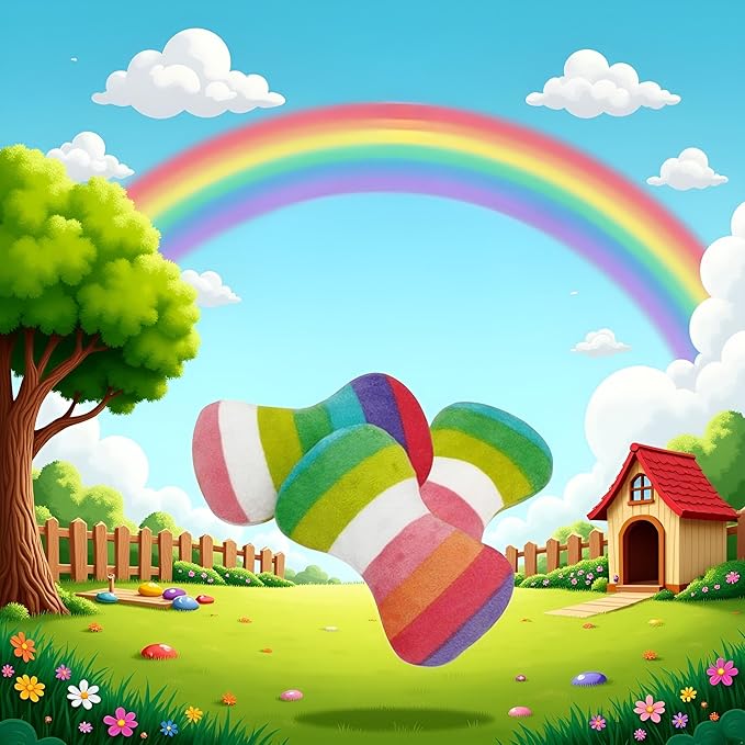 2 Pcs Colourful Dog Plush Vocal Toy Rainbow Dog Bone-Shape Chewing Toy Pet Supplies for Pet Playing Use Adorable Quality and Practical Attractive and Professional Dogs Chew Toys，Dogs Toys