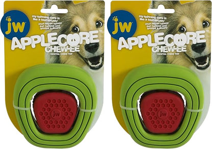 JW CHEW-EE Dental Dog Chew Toy; Cleans Your Pet's Teeth and Gums As They Play; Add Their Favorite Flavors, Apple Core (Pack of 2)