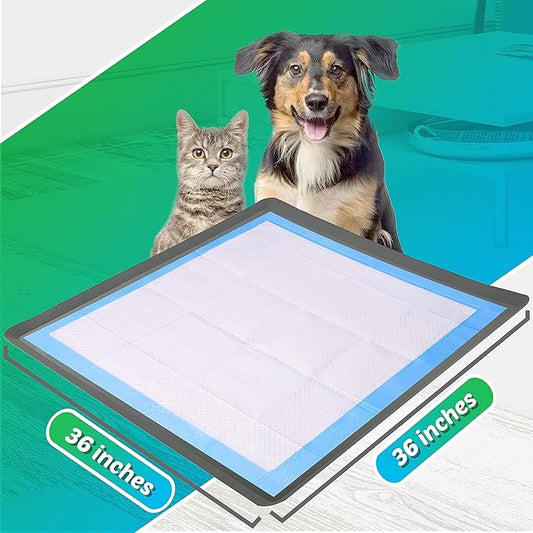 TidyFriend 2 Pack Dog Pee Pad Holder Tray Fits for 36” x 36” Wee Wee Pee Pads - Stable Grip, Raised Edges, Quick-Wipe Silicone Surface Dog Potty Tray Holder for Indoor Flooring Protection (Grey)
