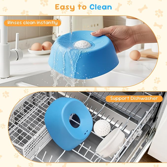 Dog Licking Toy, Slow Feeder Dog Bowls for Medium Large Breeds, Anti-Slip Dog Lick Bowl for 3/4 Cup Yogurt, Bone Broth, and Other Liquid Treat, Licking Bowl for Dietary Supplement (Blue)