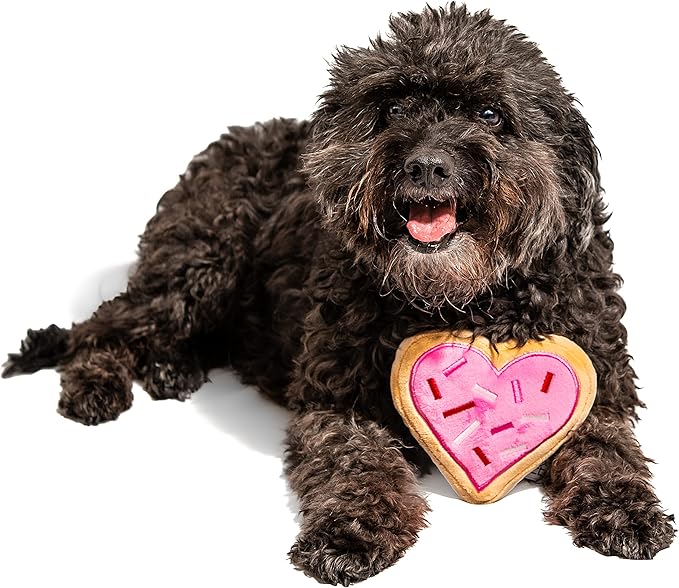 Midlee Pink Heart Sugar Cookie Plush Valentine's Dog Toy- Small Stuffed Present