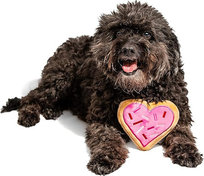 Midlee Pink Heart Sugar Cookie Plush Valentine's Dog Toy- Small Stuffed Present