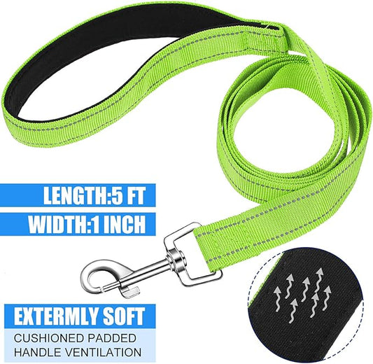 6 Pack 5 ft Nylon Dog Training Leashes Bulk for Medium and Large Dogs Heavy Duty Padded Handle Puppy Leash Traction Rope for Walking, Play, Camping