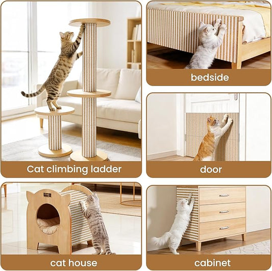 Natural Cork-Cat Scratch mat Upgraded-Cat Scratch Pad Rug-cat Couch Protector-Scratch Furniture Protector for Post/Sofa/Floor-Wall Scratchers for Indoor-Carpets Scratching-Stretching-Kitty Gifts-white