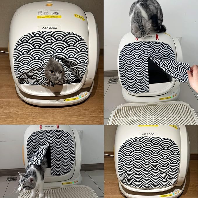Curtain for Self Cleaning Cat Automatic Litter Box, Reduces Cat Litter Bounce, Stops Odors from The Litter Box Self Cleaning (Wave)