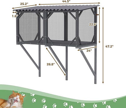 Catio Outdoor Cat Enclosure with Mosquito-Proof Net, Cat Window Perch for Sunbathing, Napping, Overlooking, Napping & Nature Viewing, Window Hammock – Safe & Serene Outdoor Enjoyment