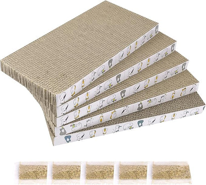 PatiencET Cat Scratcher Cardboard 5 PCS Cat Scratch Pad Reversible Scratcher Texture Design Durable Cat Scratching Pad