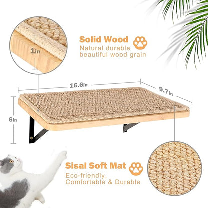 Cat Wall Furniture Set, 2PCS Cat Shelves & 2PCS 4 Steps Wall Shelves Stairs Tower Climbing Scratching Perches for Climbing Sleeping, Playing
