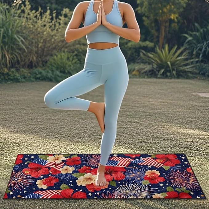 SEANATIVE Car Accessories Sweat Towel Seat Cover Protectors Hibiscus US Flag Cushion Covers Universal Fit for Car Truck SUV Seat for Dog & Kid Workout Outdoor or Sport Activities