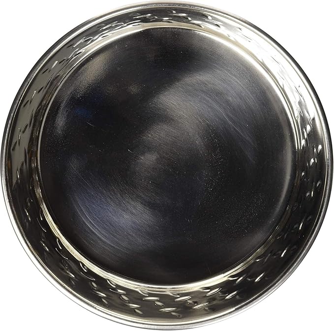 Loving Pets Diamond Plated Dog Bowl with Non-Skid Bottom, 5-Quart, Silver