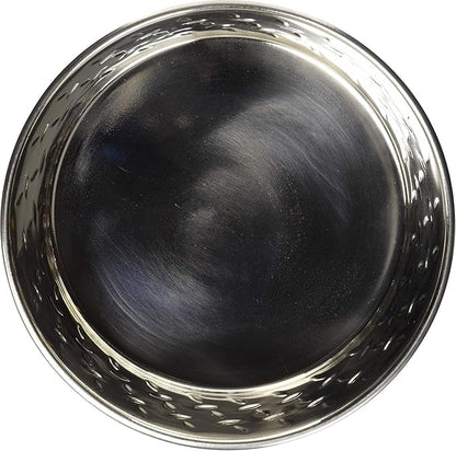 Loving Pets Diamond Plated Dog Bowl with Non-Skid Bottom, 5-Quart, Silver