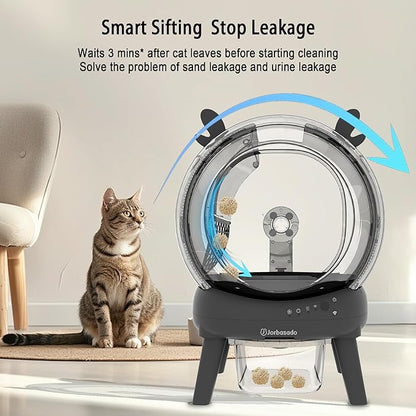 J JORBASADO Self Cleaning Cat Litter Box, 65L Large Capacity Automatic Litter Box Self Cleaning for Multiple Cats with Dual Safety Protection, APP Control & Odor Control, with Deer Antler Decor