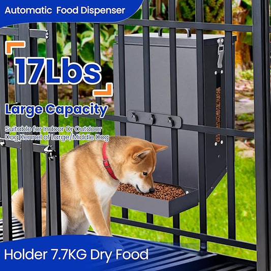 Dog Feeder Hanging Crate Automatic Food Dispenser 17Lbs Hanging Pet Cage Feeder for Large Breed,Rabbit,Chicken,Puppy,Ferret,Chinchilla,Ferret