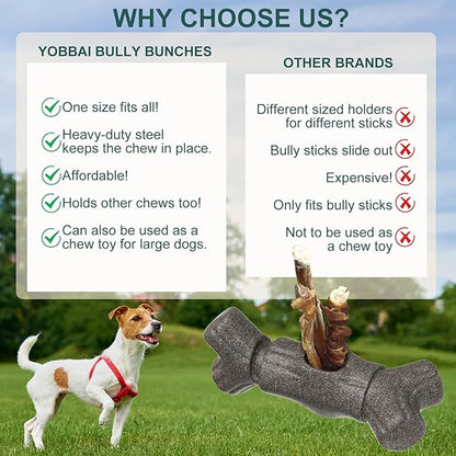 Bully Stick Holder for Large Dogs 55+ lbs – Heavy Duty Chew Toy & Anti-Choking Treat Holder, BPA-Free Adjustable Clamp for Aggressive Chewers, Dishwasher Safe, Promotes Dental Health