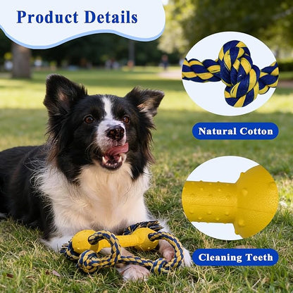 ASOCEA Interactive Dog Tug Toy, Chew Toys for Teeth Cleaning Cotton Dog Pull Rope Toy for Small Medium Dogs Boredom Relief