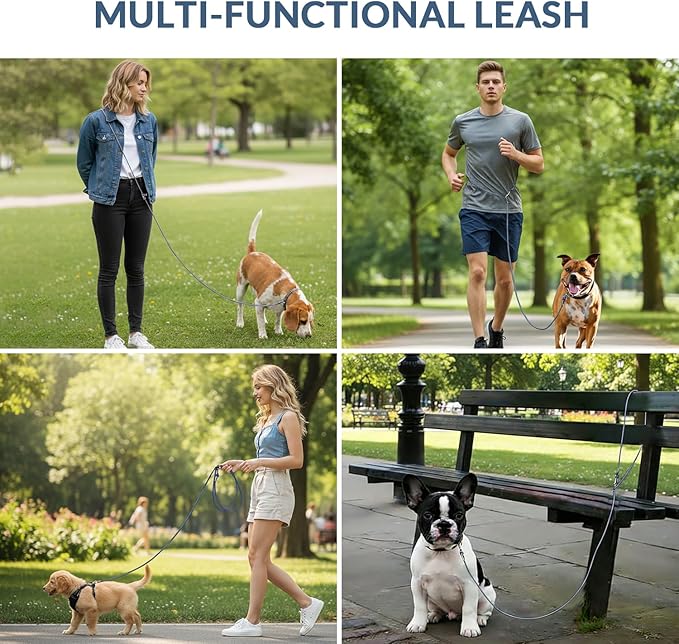 8.2ft Hands Free Dog Leash,Versatile Waist & Crossbody Lead for Medium Dogs,Waterproof & Adjustable for Running Jogging Walking, 360° Swivel Metal Buckle (Blue)