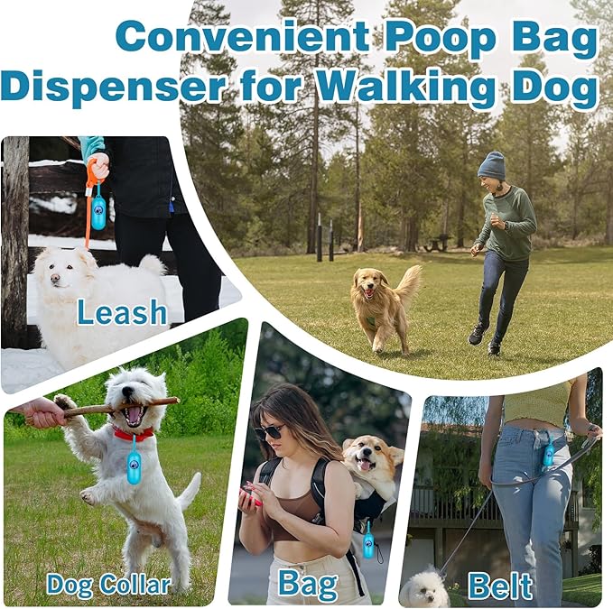 Doggie Poop Bag Rolls: 240 Count Extra Thick Strong Leak Proof Dog Waste Bags with Dispenser | Unscented - Blue