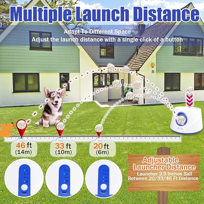 Magicorange Automatic Dog Ball Launcher, Interactive Dogs Balls Thrower for Small and Medium Dogs,Dog Fetch Machine (Blue)