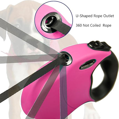 Retractable Dog Leash Hands-Free Adjustable Length 13ft with Safety Lock Durable Nylon Belt for Small Medium Large Dogs Easy Walk Training Portable Dog Leash Pink S