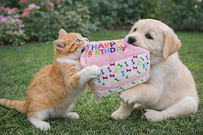 Multipet Birthday Cake Slice Dog Toy, Pink, 6"