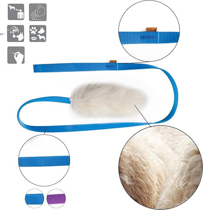 Dingo Sheepskin Dog Toy with Long Blue Lead 50", Interactive Dog Toys, Dog Agility, Motivation and Reward tug Toy 15583,