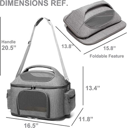 halinfer Pet Carrier for Large Fat Cats and Small Dog, Fits up to 20 pounds Car Seat Travel Carrier, Collapsible Indoor Outdoor Soft Side Carrier Bed House Airline Approved Under Seat
