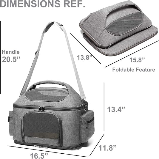halinfer Pet Carrier for Large Fat Cats and Small Dog, Fits up to 20 pounds Car Seat Travel Carrier, Collapsible Indoor Outdoor Soft Side Carrier Bed House Airline Approved Under Seat