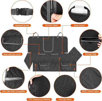 Dog Car Seat Cover Compatible with 2021-2025 Ford Bronco Sport, Waterproof Pet Bench Seat Cover for Back Seat, 600D Heavy Duty Scratch Proof Nonslip Truck Seat Covers for Dogs