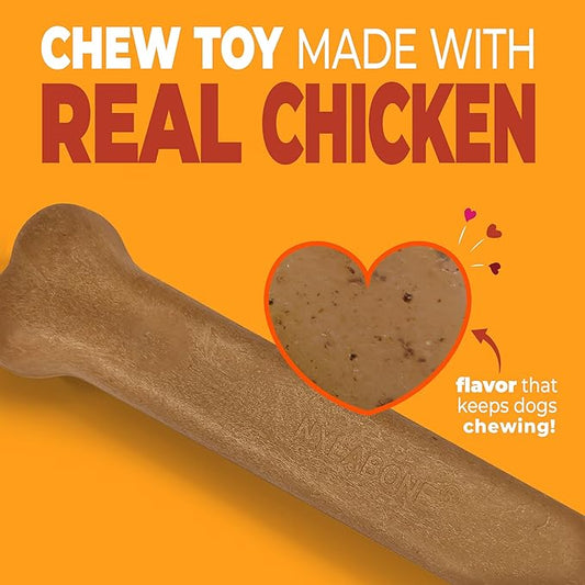 Nylabone Strong Chew Original Bone Dog Toy Made with Real Chicken, Durable Chew Toys for Aggressive Chewers, Long Lasting Dog Bone, Keeps Dogs Busy, Large Breeds - Up to 50 lbs