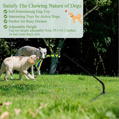 Outdoor Dog Toy,Tug of War Dog Toy for Self Play Interactive Tether Pull Toy for Park,Yard, Lawn Rope Toys for Medium and Large Dogs to Keep Them Busy