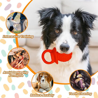 Latex Chew Dog Toys, Novelty Squeaky Pacifier Dog Toys for Teething Puppies, Mild Chewing Small, Medium, Large Dogs, Pet Dogs Supplies Newborn Puppy Gift (2 Pcs, Red+Yellow