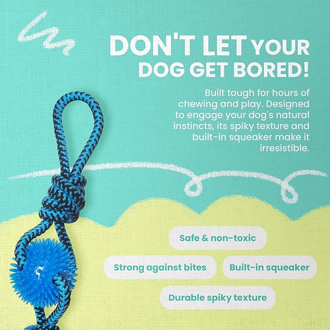 Snugarooz Mini Fling N' Fun Dog Toy – Strong Rubber & Rope Chew Toy for Aggressive Chewers - Perfect for Small Dogs - Aid Dental Health