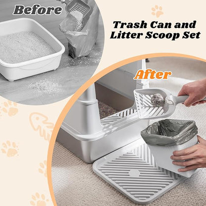 Stainless Steel Litter Box with Lid, XL Extra Large Metal Cat Litter Boxes for Big Cats Enclosed, Easy to Scoop with Scoop Set, High Sides Enclosure Anti-Urine Leakage Non-Sticky