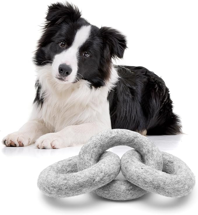 Glaciart One Felted Wool Dog Chew Rings | Durable Dog Chew Toy, Puppy Chew Toys for Teething & Dog Teeth Cleaning | Pet Toys Fetch Games & for Anxiety/Boredom | Great for Small, Medium or Large Dogs