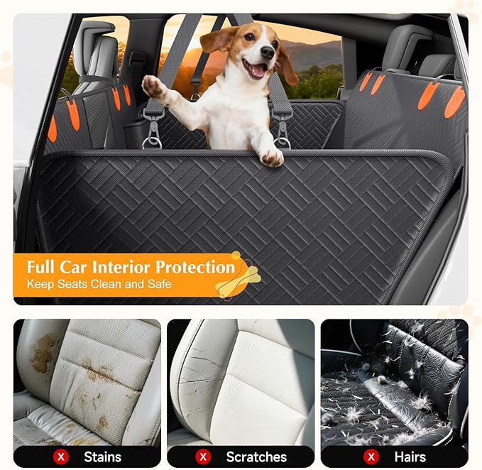 Dog Truck Seat Cover for Back Seat,Hard Bottom Dog Hammock for Car, Pet Bed Extender for 2-4 Large Dogs with Waterproof Fabric,Holds 420 lbs Pet Hammock for Crew Cab Truck/SUV(Black,XL Size)