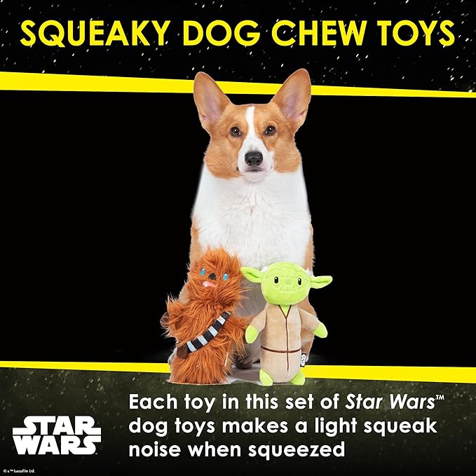 STAR WARS for Pets 2piece Multipack Dog Toys, YODA and Chewbacca Bobo Style Dog Toys Plush Toys Fabric Plush Dog Toy, Squeaky