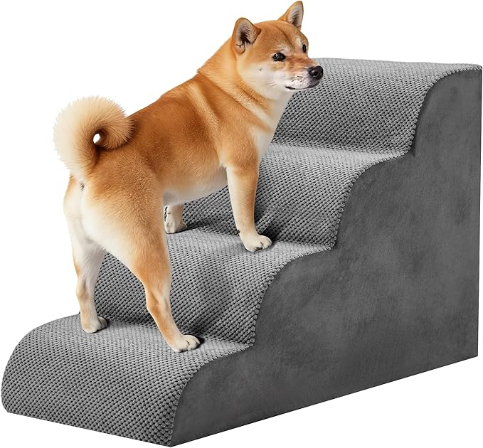 4-Step Dog Stairs for Large Dogs and Cats, 20in H Dog Steps for Couch, Sofa, Chair, Non-Slip Sturdy Pet Steps, Pet Ramp for High Bed Indoor