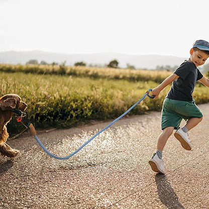 Mile High Life Rope Leash with Genuine Leather Connection, 6 FT/5 FT/4 FT, Heavy Duty Leash for Medium & Large Dogs (Blue White, 48 Inch)