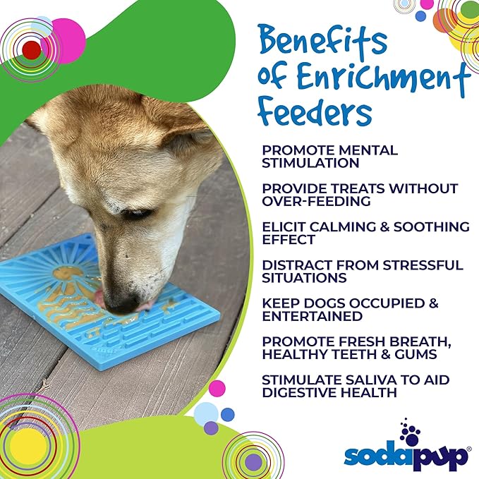 SodaPup Surf eMat – Durable Enrichment Feeder Made in USA from Non-Toxic, Pet-Safe, Food Safe Rubber for Mental Stimulation, Avoiding Overfeeding, Fresh Breath, Digestive Health, & More