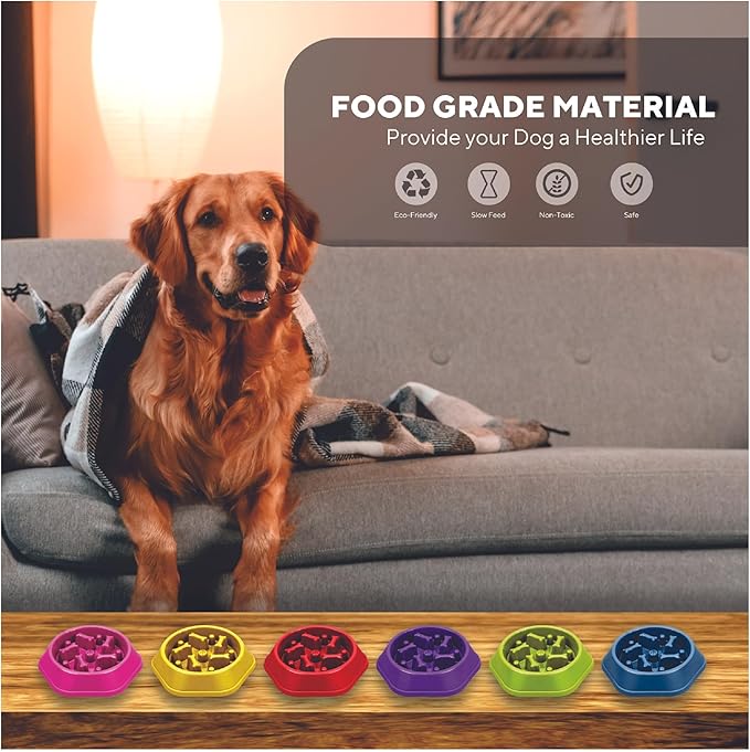 Sefa Slow Feeder Dog Bowl for Small/Medium Dogs, Anti-Choking Slow Feeder Bowl, Slow Feeding Puzzle Bowl, Anti-Slip Dog Bowl with Interactive Bone Shape Food Design, Polypropylene Material. (Blue)