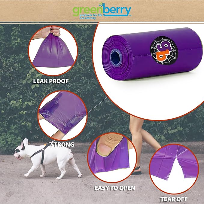 Poop Bags for Dogs Orange Halloween Theme Biobase Pet Products Leak Proof, Odor Blocking 16 Rolls 192 Refill Bulk Pack - Refills fits most dispensers