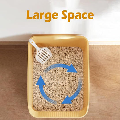 SpaceTime Large Cat Litter Box with High Sides,Cat Boxes for Indoor Cats,Cat Litter Pan for Kitty,Litter Box with Low Entry,Easy to Clean,Anti-Splashing(Grey)