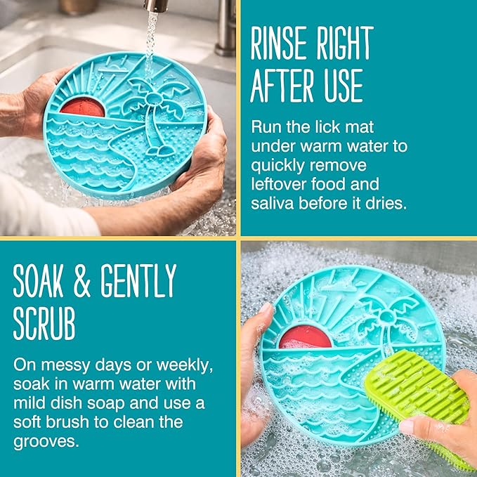 Messy Mutts and Cats Interactive Slow Feeder | Beach Teal - 2 Cup Capacity | 8” Round Silicone Puzzle Slow Feeder for Dogs/Cats | Enrichment Food Dish for Slow Eating, Bloating