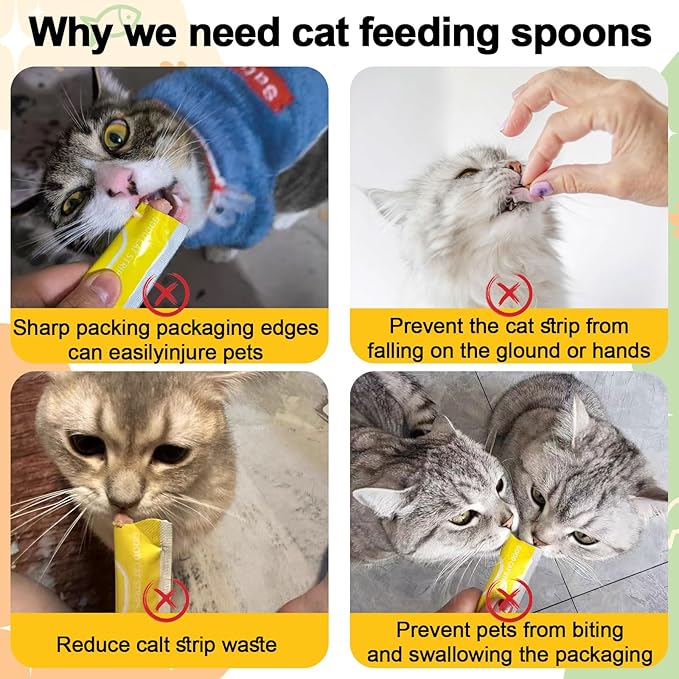 Cat Treat Spoon Squeeze, Sliding Kitten Strip Feeder Suitable for Puree and Delectables Bisque Lickable Wet Cat Treats, 2Pcs Pet Food Dispenser for Puppies Small Pets