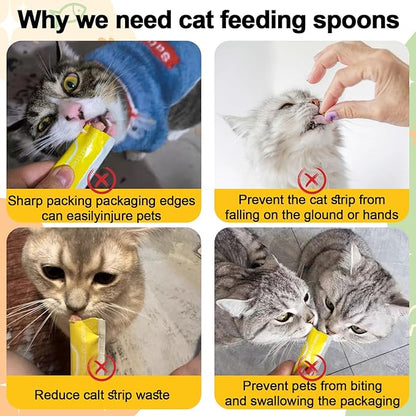 Cat Treat Spoon Squeeze, Sliding Kitten Strip Feeder Suitable for Puree and Delectables Bisque Lickable Wet Cat Treats, 3 Pcs Pet Food Dispenser for Puppies Small Pets